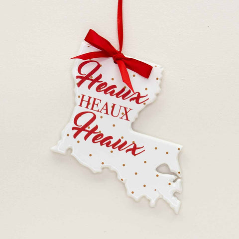 Louisiana Heaux Ornament   White/Red/Gold   4"