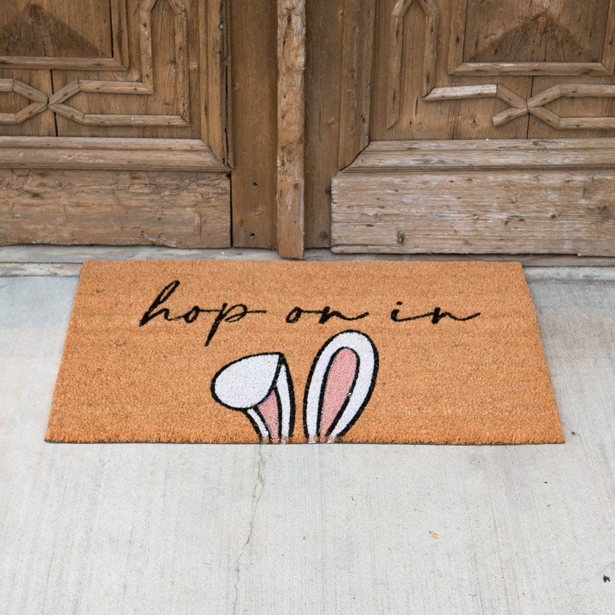 Hop On In Coir Doormat   Natural/Black/White   30x18