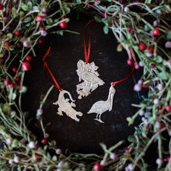 Louisiana Christmas Ornament - Pelican - Alligator - Symbols: Pelican