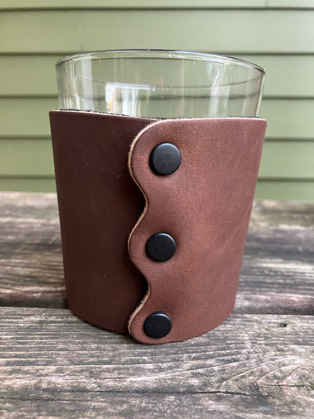 Leather Wrapped Whiskey Glass - Duck