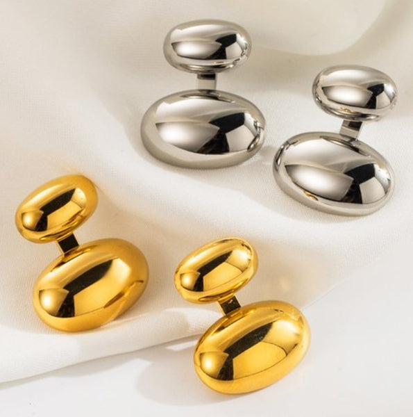 Bean Drop Earrings - Silver or Gold