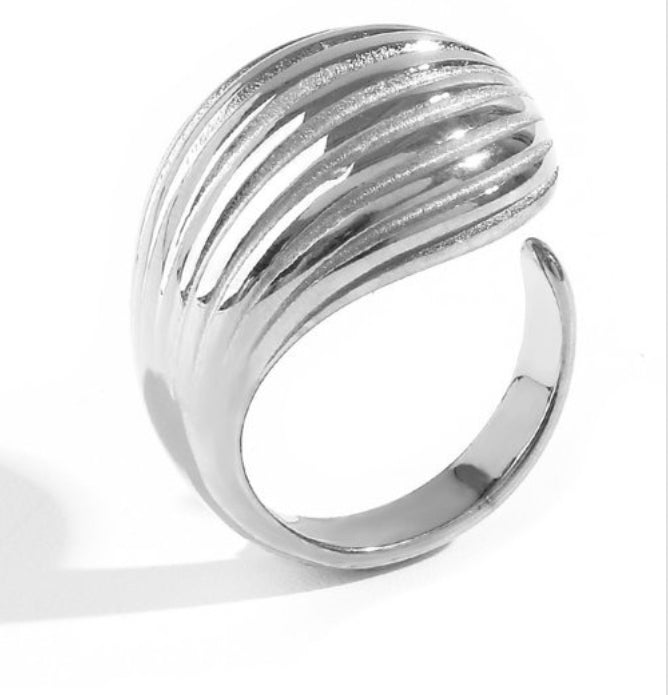 Silver Wrapped Ribbed Ring