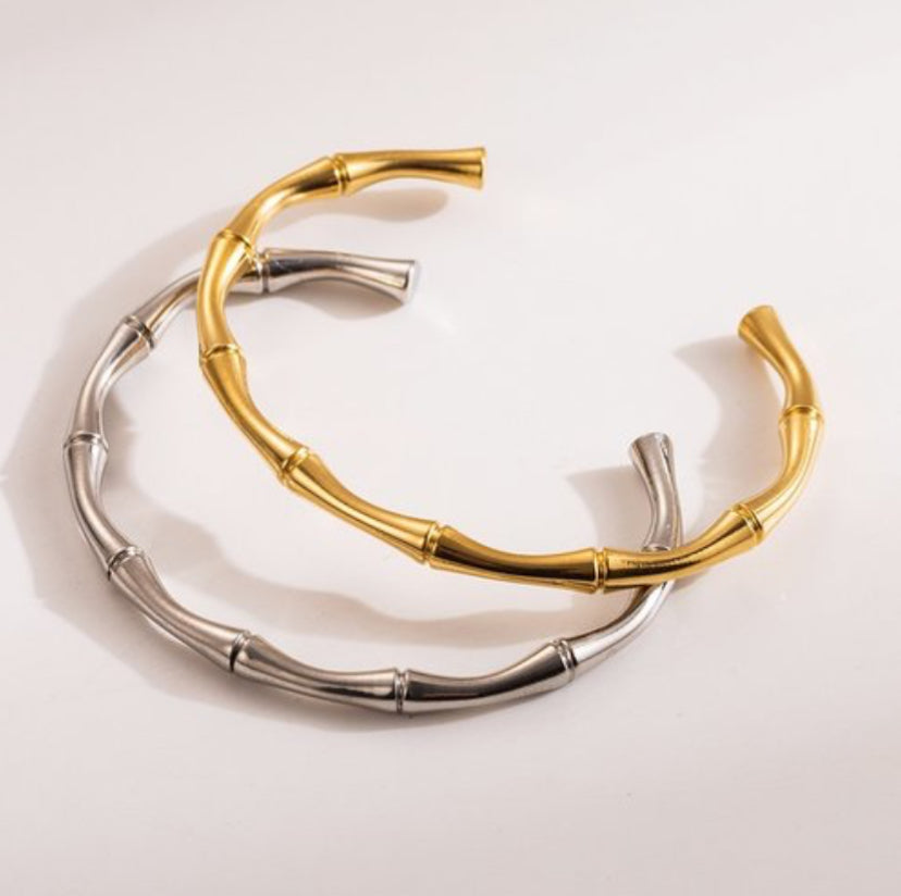 Bamboo Cuff Bracelet - Silver or Gold