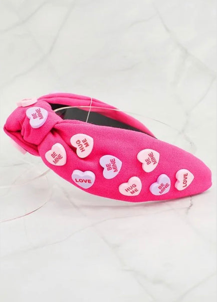 Valentine’s Day Candy Heart Embellished Knot Headband