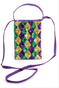 Mardi Gras Sequin Diamond Pattern Shoulder Bag