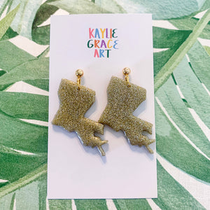 Gold Louisiana Sparkle Dangle Clay Earrings
