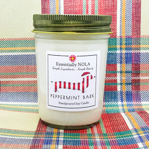 Peppermint Bark Holiday Soy Candle - Christmas + Winter Scents: / 8oz Mason Jar