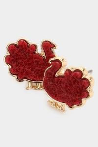 Druzy Stud Turkey Thanksgiving Earrings