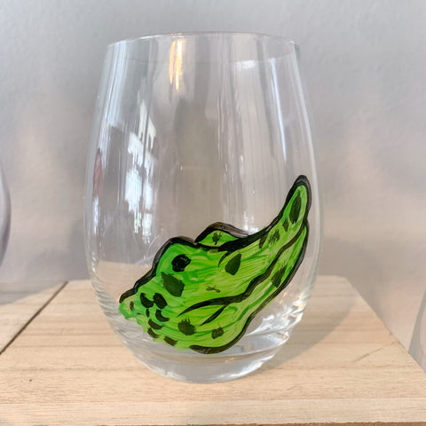 Gator Painted Wine Glasses