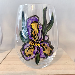 Iris Painted Wine Glasses