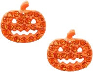 Rhinestone Jack-o-lantern Pumpkin Halloween Stud Earrings