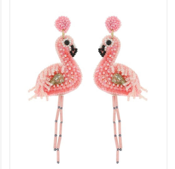 Beaded Flamingo Earrings
