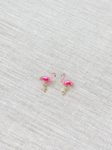 Pink Flamingo Enamel Stud Earrings