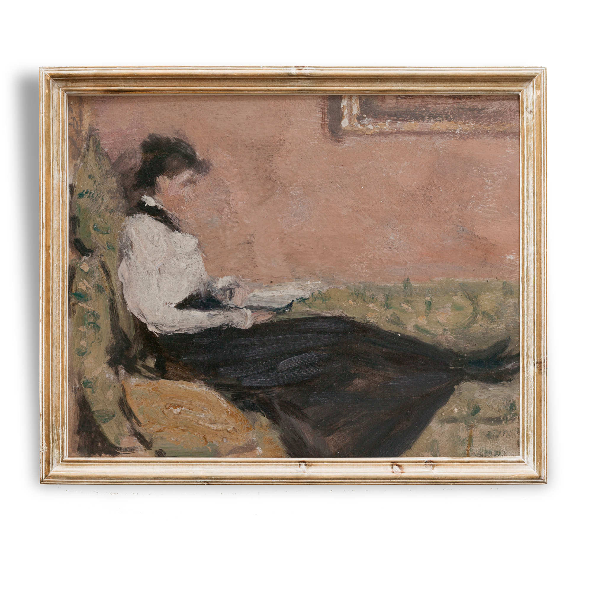Woman Book Reading Painting Library Wall Art