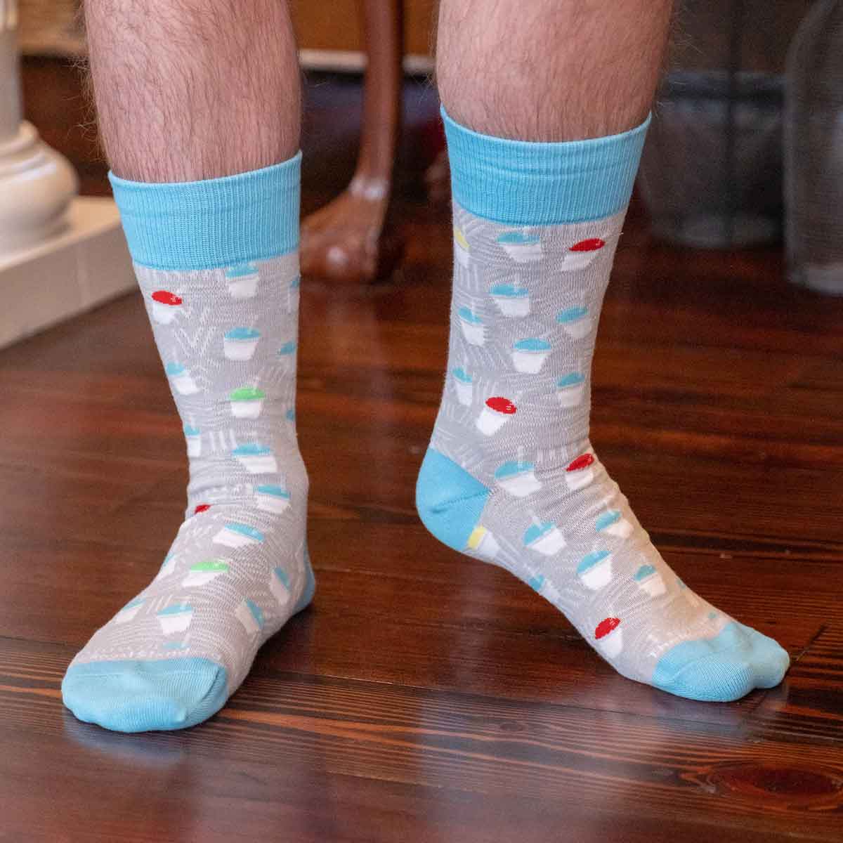 Men's Snoball Socks   Gray/Aqua/White   One Size