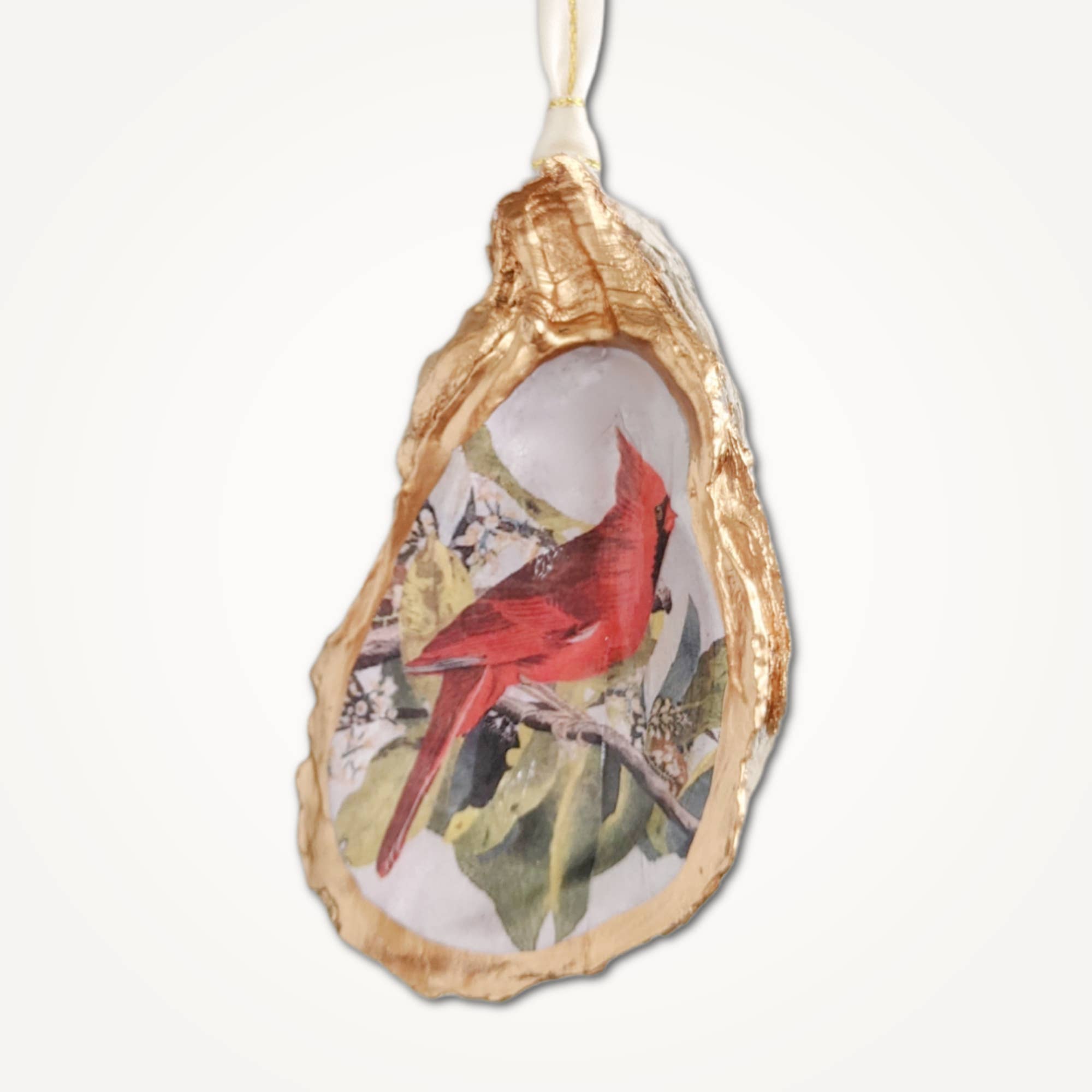 Red Cardinal Ornament • Oyster Shell
