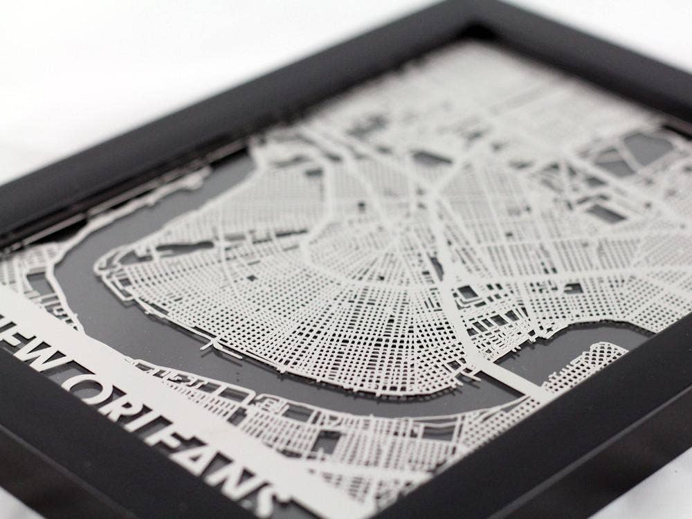 New Orleans - Stainless Steel Map