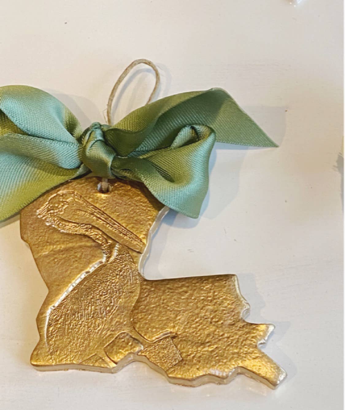 Louisiana Pelican Hand-Gilded Christmas Ornament