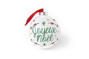 Joyeux Noel Glass Christmas Tree Ornament