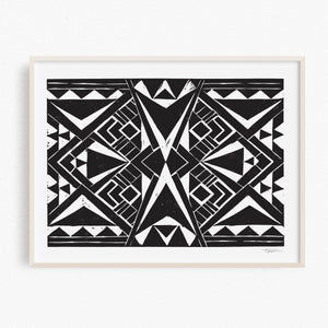 Mirrored Triangle Art Print in Army Green