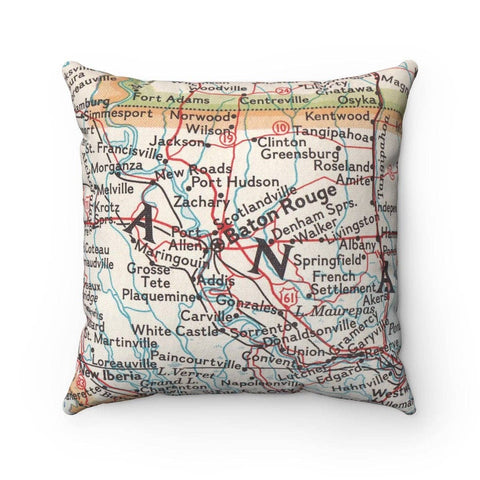 Baton Rouge Louisiana Map Pillow