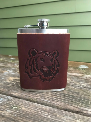 Leather Wrapped Flask - Tiger