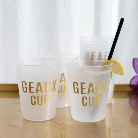 Geaux Cup Party Cups   Frosted/Gold   16oz   Set of 10