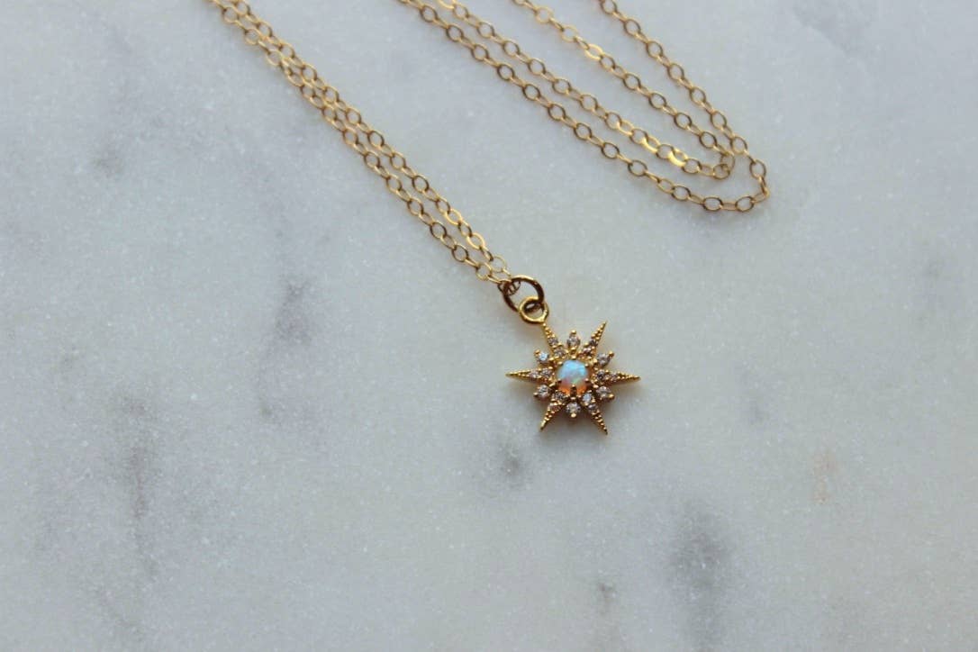 Star Opal Necklace, Gold Opal Necklace, Gold Star Jewelry