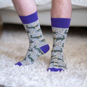 Men's Pardi Gator Socks  Gray/Purple/Green  Mardi Socks One Size
