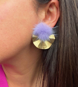 Mink Fur Earrings Gold Fur Jewelry, Statement Spring Jewelry