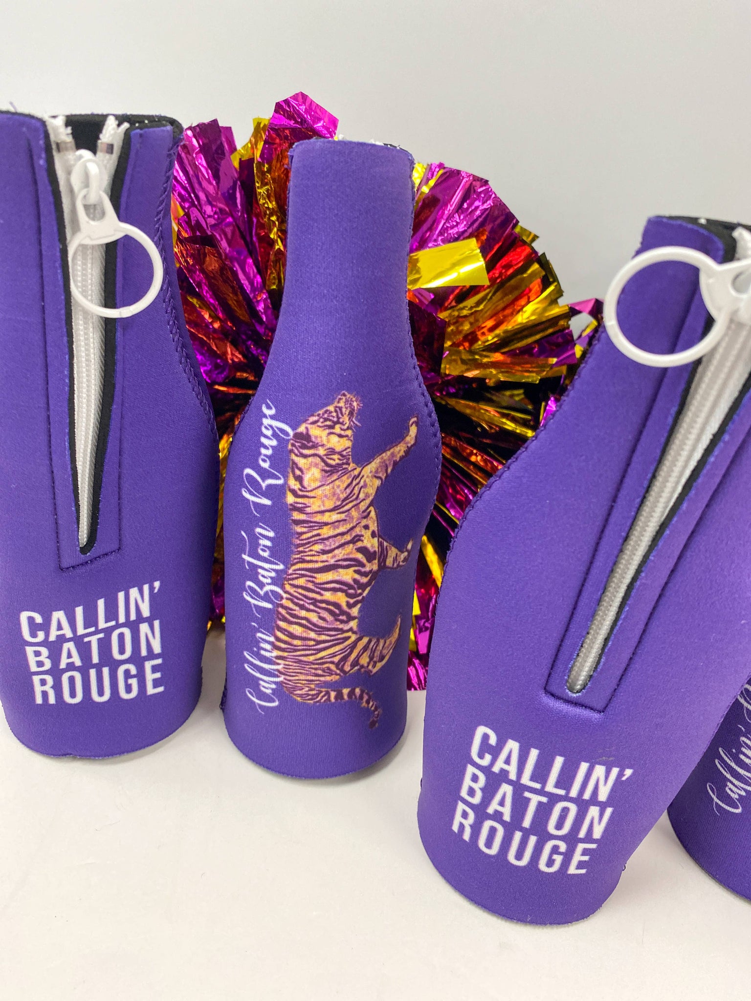 Callin' Baton Rouge Purple Zippered Bottle Koozie – Local Leaf Gallery