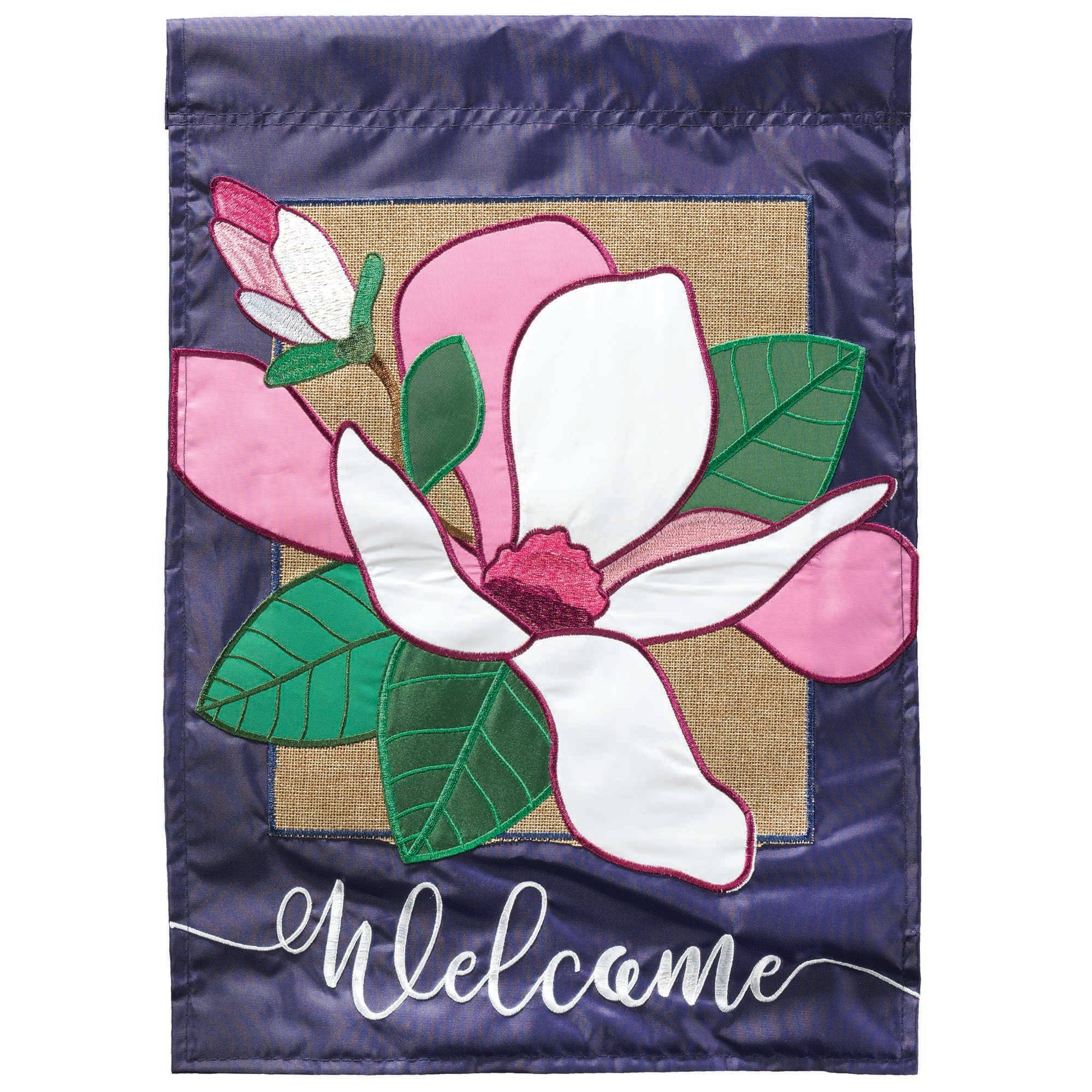 Garden Flag Welcome Magnolia Burlap 13x18