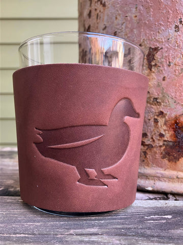 Leather Wrapped Whiskey Glass - Duck