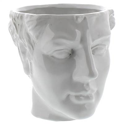 Apollo Ceramic Head Cachepot - White