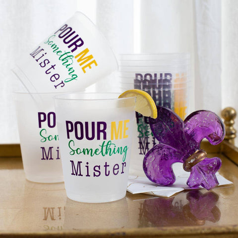 Pour Me Something Mister Party Cups   Frosted/Multi   16oz   Set of 10