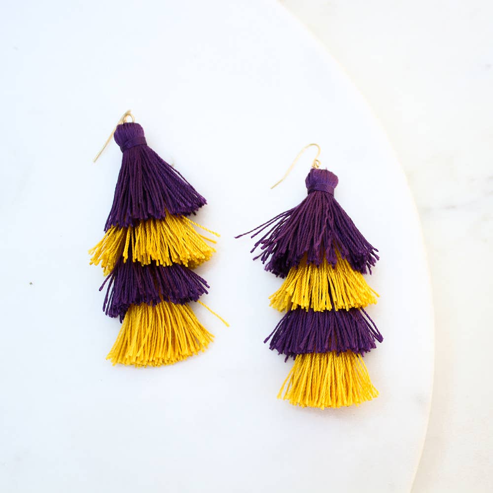 3" Spirit Tassel Earrings - Purple/Yellow