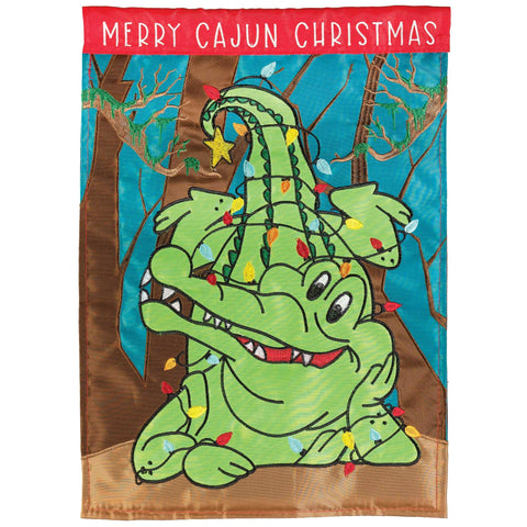 Merry Christmas Alligator Swamp Garden Flag