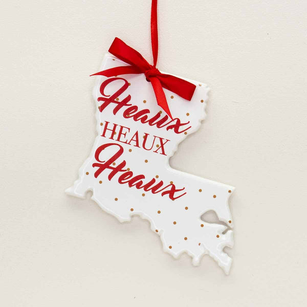 Louisiana Heaux Ornament   White/Red/Gold   4"