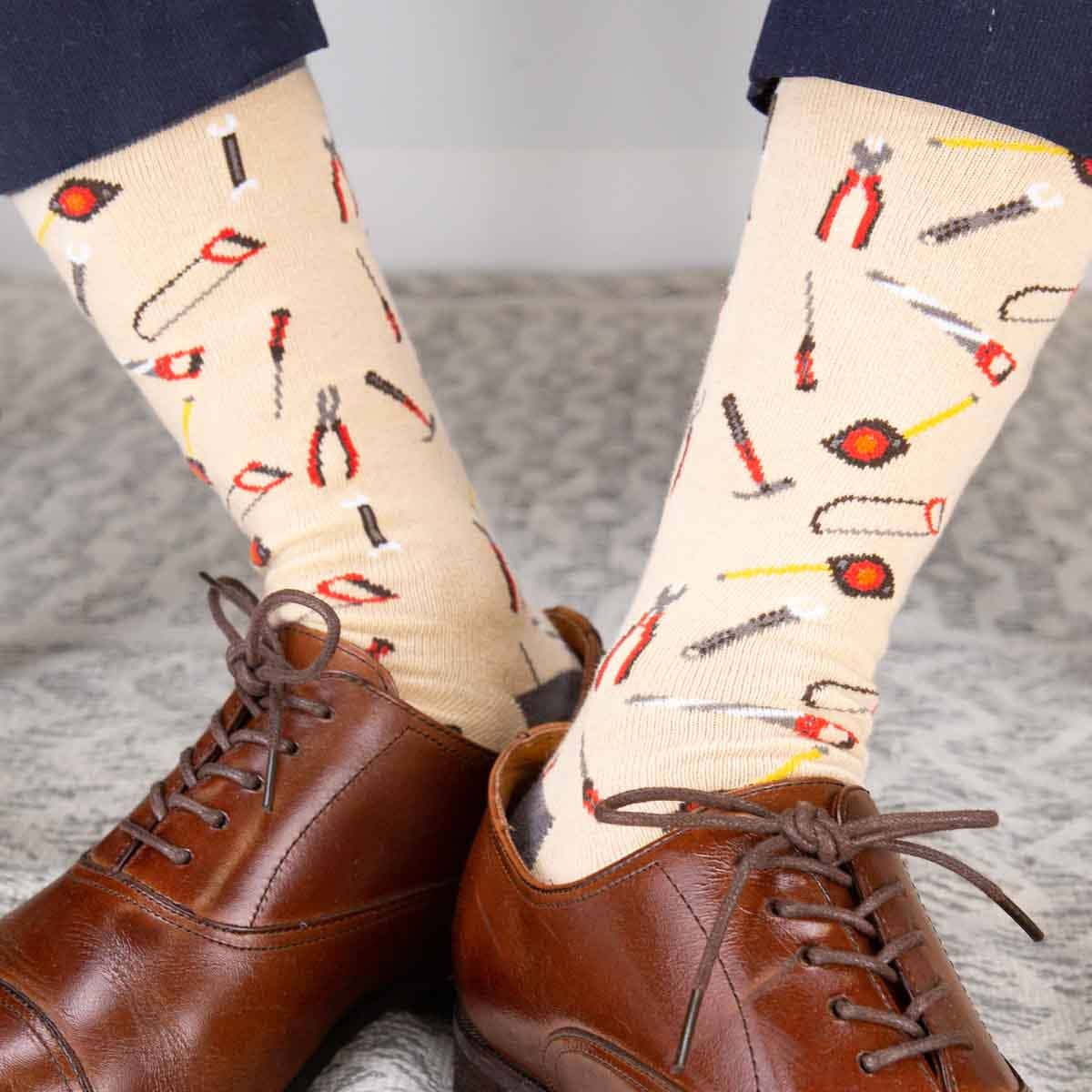 Men's Handyman Socks   Tan/Gray   One Size