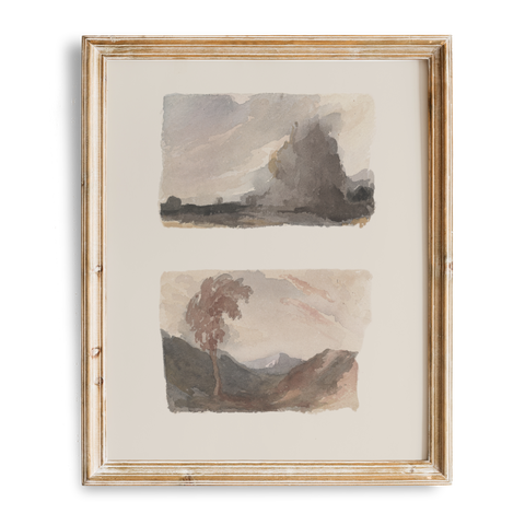 Vintage Muted Watercolor Landscape Art Print