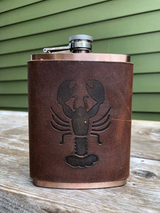 Leather Wrapped Flask - Crawfish