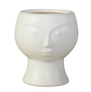 Rory Ceramic Face Vase, Matte White - Matte White