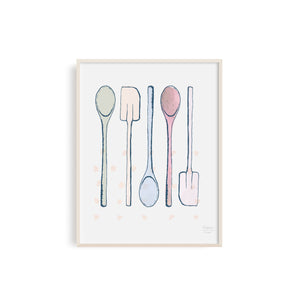 Kitchen Spoons and Spatulas - Kitchen Art Print