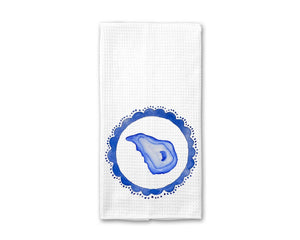 Delft Blue Watercolor Oyster Tea Towel