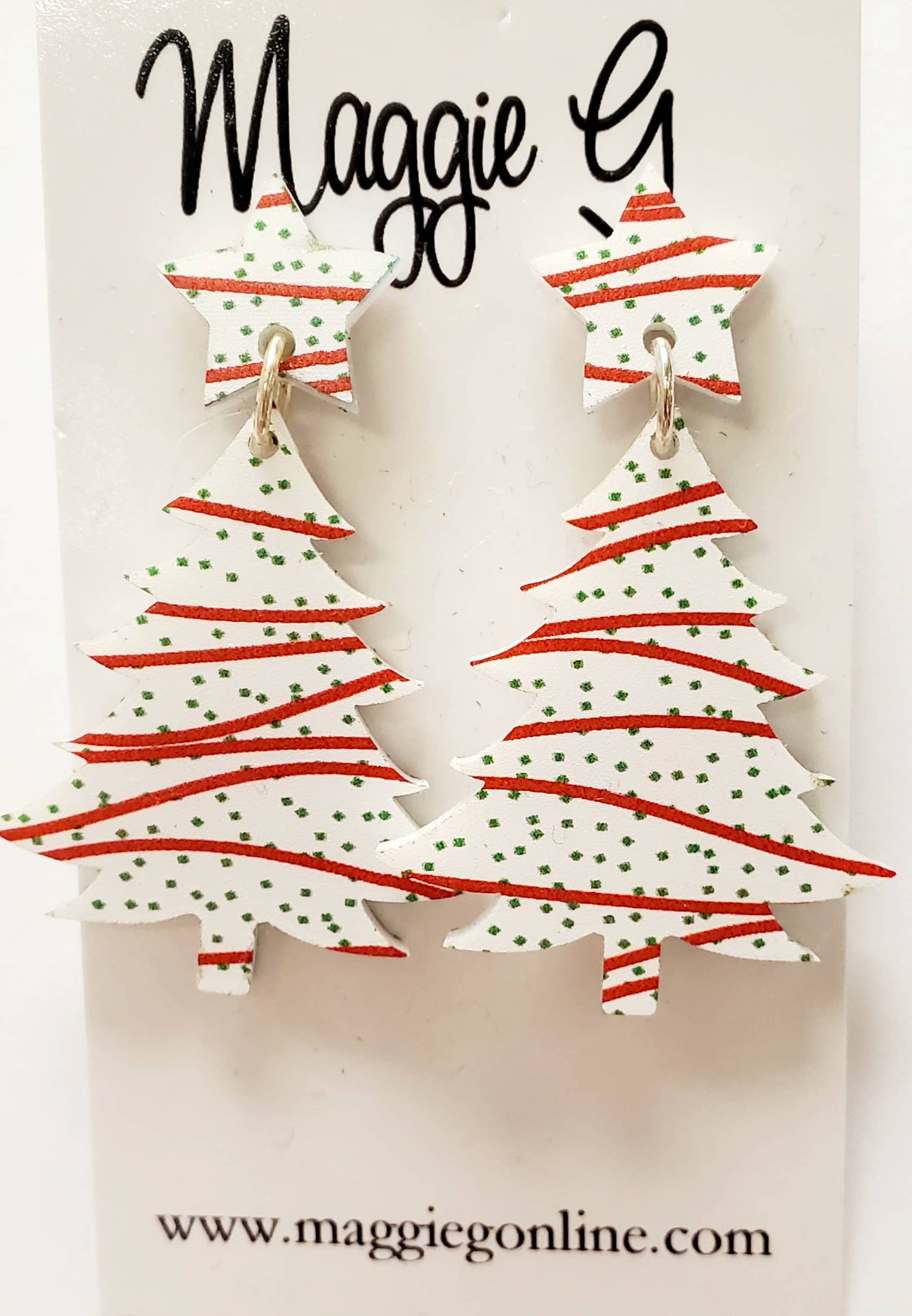 Holiday Snack Cake Christmas Tree Acrylic Earrings