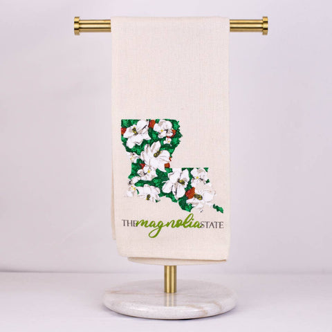 Louisiana Magnolia Hand Towel   Cream/Multi   20x28