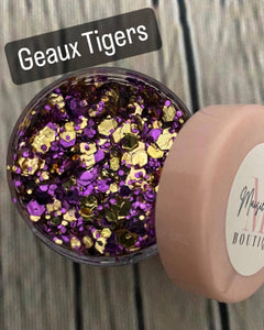 Geaux Tigers Purple and Gold Face Glitter