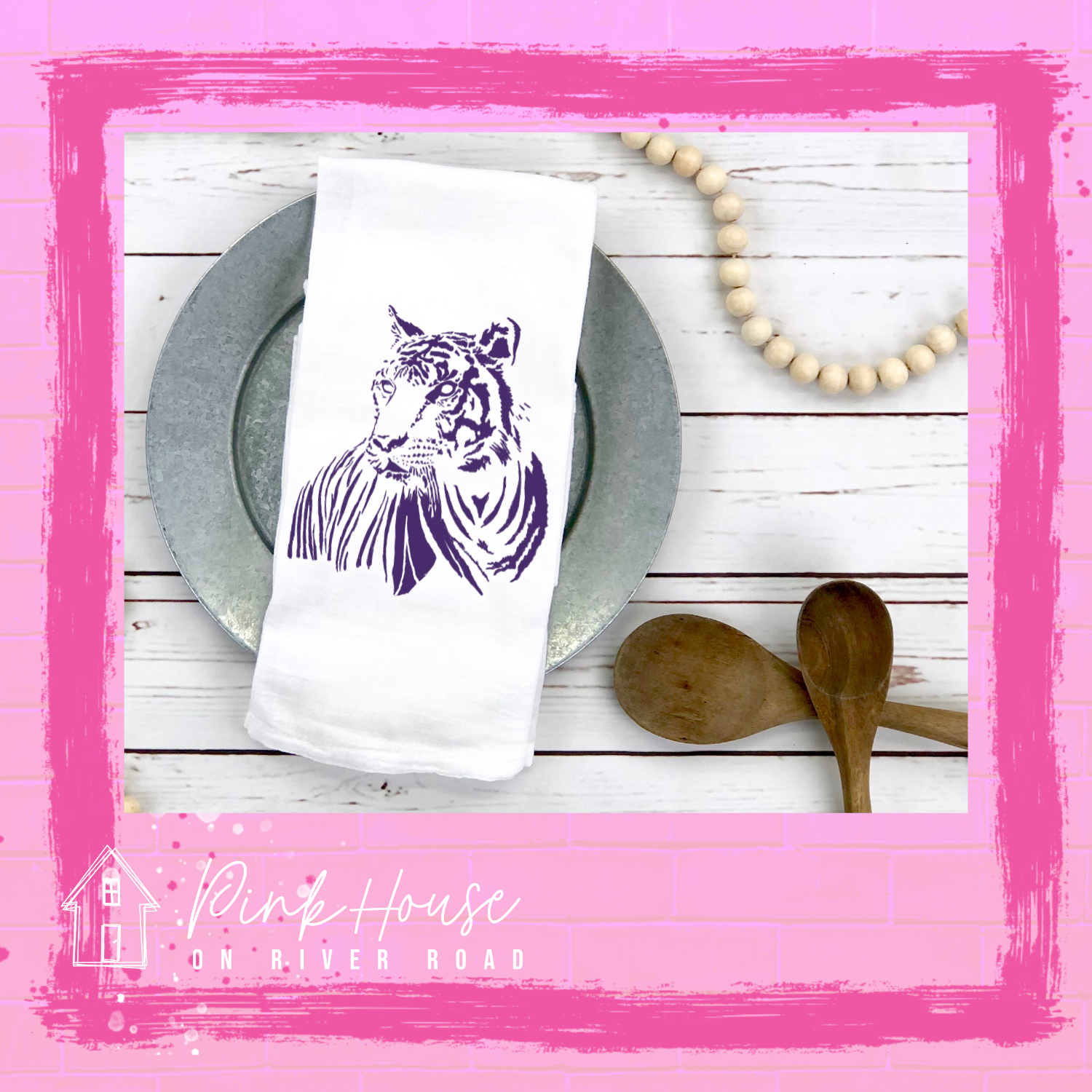 Purple Tone Tiger Dish Towel