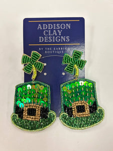 St. Patrick’s Day Hat Beaded Earrings