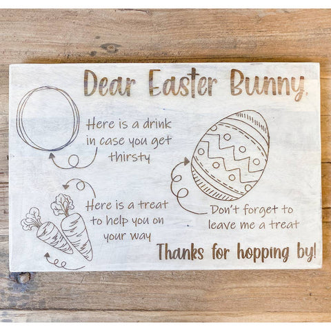 Illustrated Easter Bunny Serving Board White 10x15x0.5